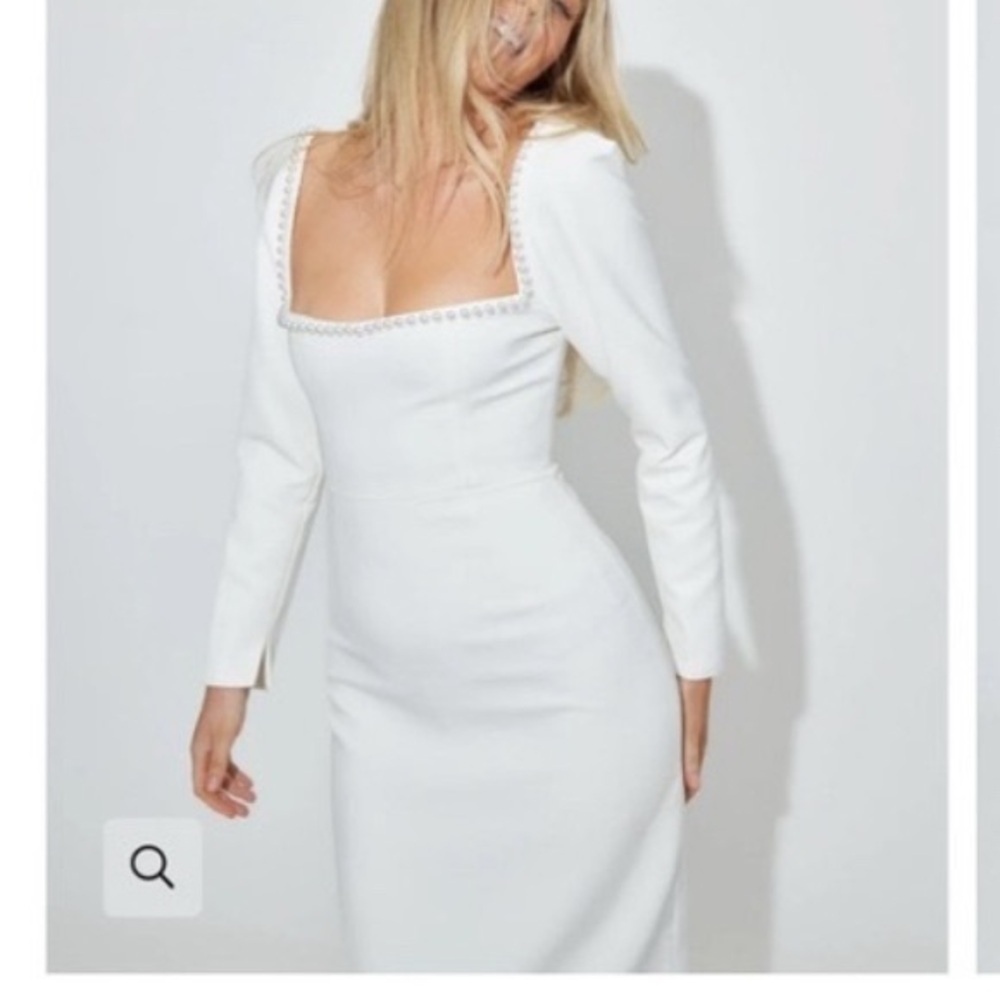 Elegant Long Sleeve White Dress
